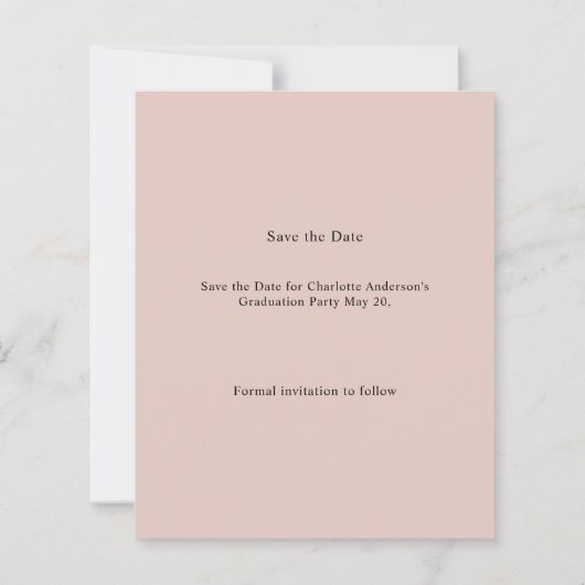 Photo Blush Pink Graduation Save the Date card (Achterkant)