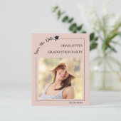 Photo Blush Pink Graduation Save the Date card (Staand voorkant)