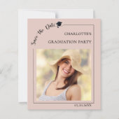 Photo Blush Pink Graduation Save the Date card (Voorkant)