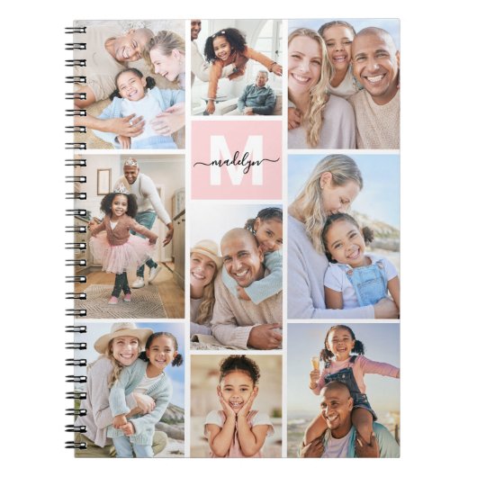 Photo Blush Pink Monogram Notitieboek (Voorkant)