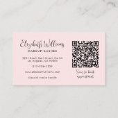 Photo Blush Pink Script Black QR Code Makeup Chic Visitekaartje (Achterkant)