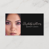 Photo Blush Pink Script Black QR Code Makeup Chic Visitekaartje (Voorkant)