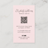 Photo Blush Pink Script Black Social Icon QR Code Visitekaartje (Achterkant)
