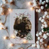Photo Blush Ribbon Tree Christmas Feestdagenkaart