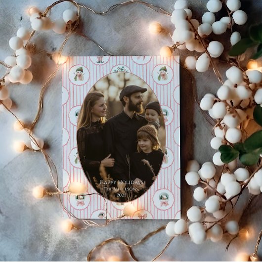 Photo Blush Snowman Christmas Feestdagenkaart