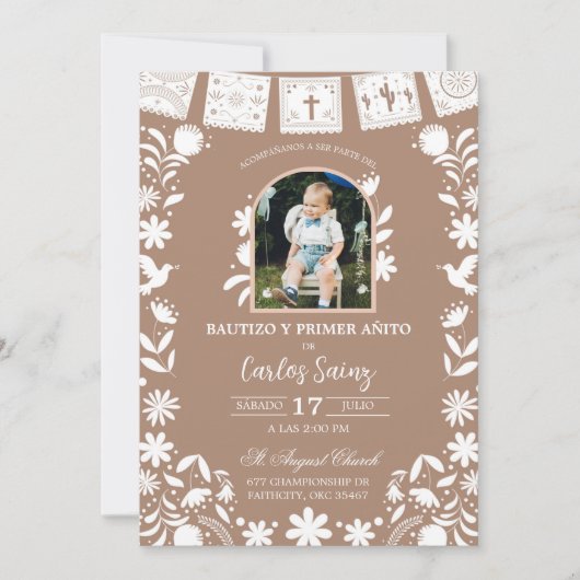 Photo Boho Brown Cielito Lindo Baptism Kaart (Voorkant)