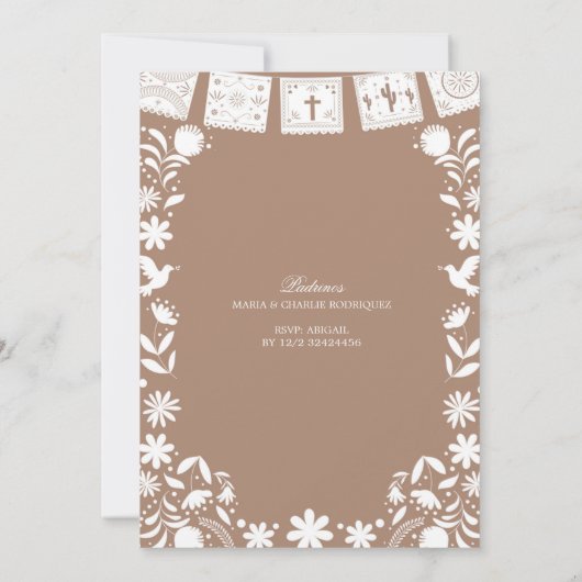 Photo Boho Brown Cielito Lindo Baptism Kaart (Achterkant)