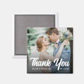 Photo Bold Script White Thank You Wedding Magneet (Voorkant / Achterkant)