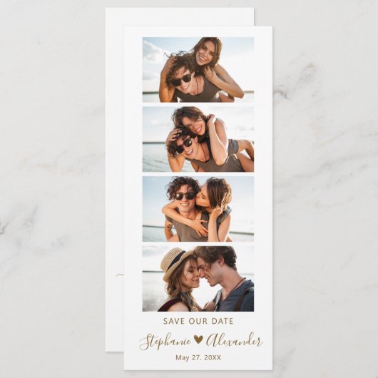 Photo Booth Bladwijzer Script Wedding Sla de datum Save The Date (Voorkant / Achterkant)