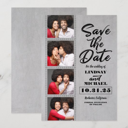 Photo Booth Bladwijzer thema Fun Save the Date (Voorkant / Achterkant)