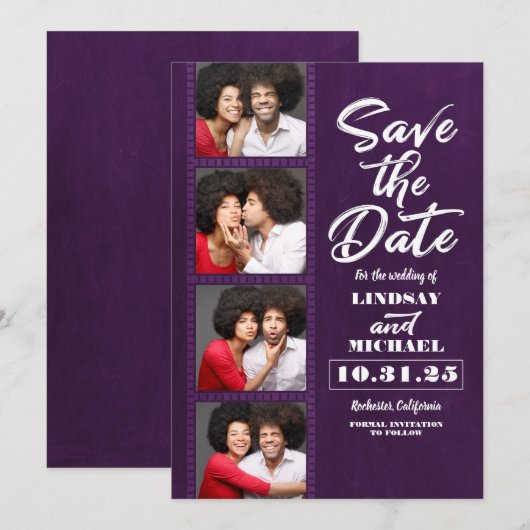 Photo Booth Bladwijzer thema Fun Save the Date (Voorkant / Achterkant)