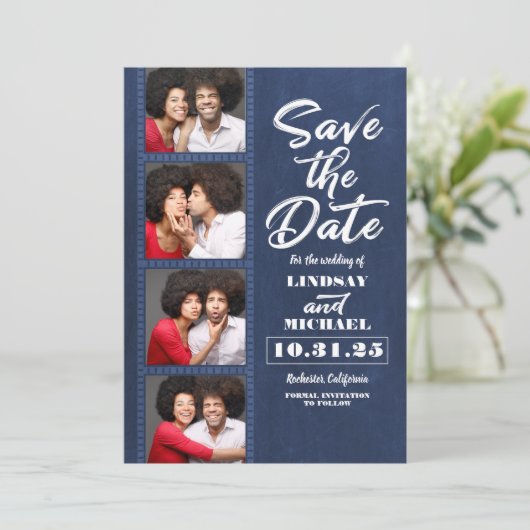 Photo Booth Bladwijzer thema Fun Save the Date (Staand voorkant)