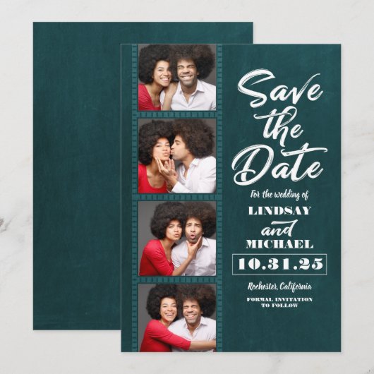 Photo Booth Bladwijzer thema Fun Save the Date (Voorkant / Achterkant)