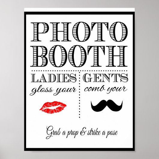 PHOTO BOOTH  bruiloft of feest bord Poster (Voorkant)