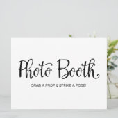 "Photo Booth" Calligrafie Huwelijksbord Kaart (Staand voorkant)