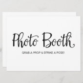 "Photo Booth" Calligraphy Wedding Sign Kaart (Voorkant / Achterkant)