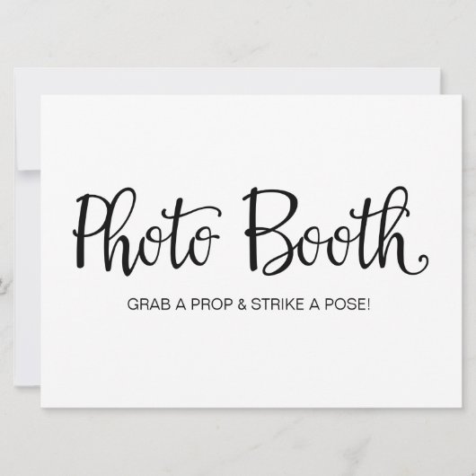 "Photo Booth" Calligraphy Wedding Sign Kaart (Voorkant)