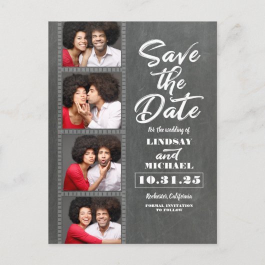 Photo Booth Foto's Fun Save the Date Aankondigingskaart (Voorkant)