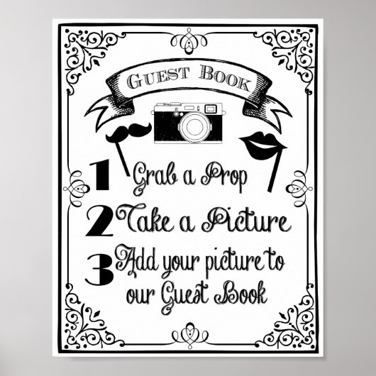 PHOTO BOOTH gastboek bruiloft of feest bord Poster (Voorkant)
