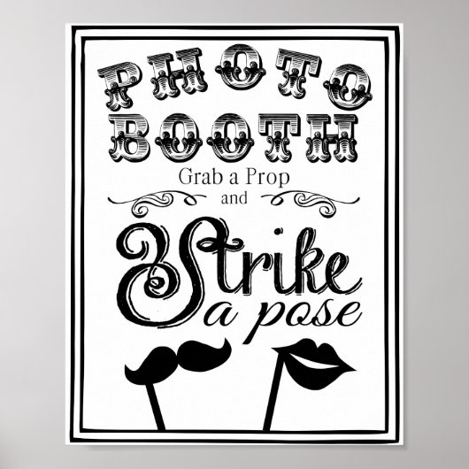 PHOTO BOOTH-gastenboek trouw- of feestbord Poster (Voorkant)