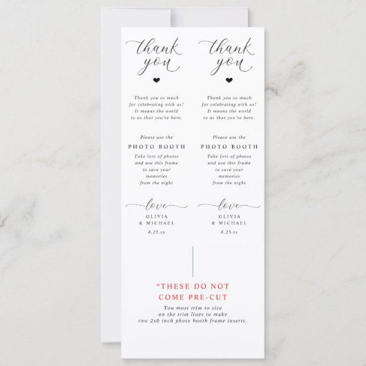 Photo Booth Insert Cards Black and White Wedding (Voorkant)