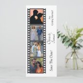 Photo Booth Style Save The Date  Black White Card (Staand voorkant)