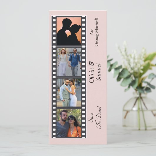 Photo Booth Style Save The Date Flat Card (Staand voorkant)