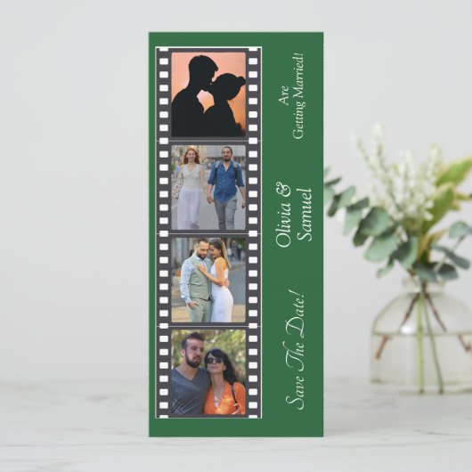 Photo Booth Style Save The Date Flat Card (Staand voorkant)