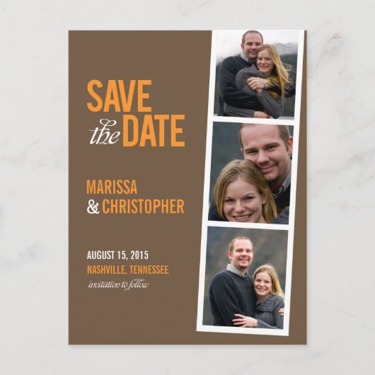 Photo Booth Style Save the Date Kaart (Voorkant)