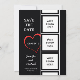 Photo Booth Style Sla de Date Invitation Kaart op