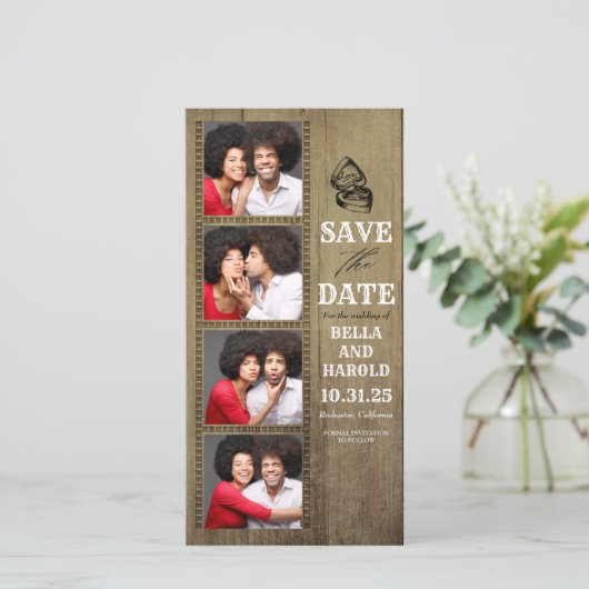 Photo Booth Thema Rustiek Land Save the Date (Staand voorkant)