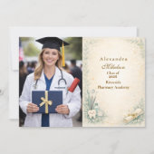 Photo Botanical White Coat Dentist Graduation Aankondiging (Voorkant)
