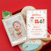 Photo Boy Christmas 1st Verjaardagsfeest Kaart