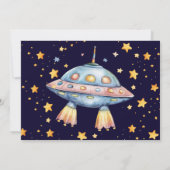 Photo Boy Modern Space Rocket Ship Verjaardagsfees Kaart (Achterkant)