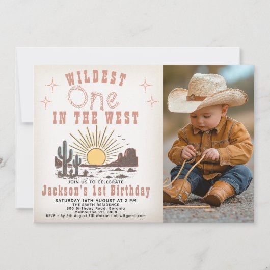 Photo Brown Widest One In The West 1st Birthday Kaart (Voorkant)