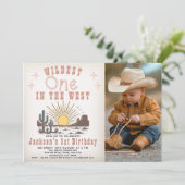 Photo Brown Widest One In The West 1st Birthday Kaart (Staand voorkant)