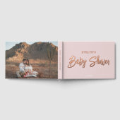 Photo Brush Script Elegant Roze Baby shower Gastenboek (Volledig)