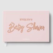 Photo Brush Script Elegant Roze Baby shower Gastenboek (Voorkant)