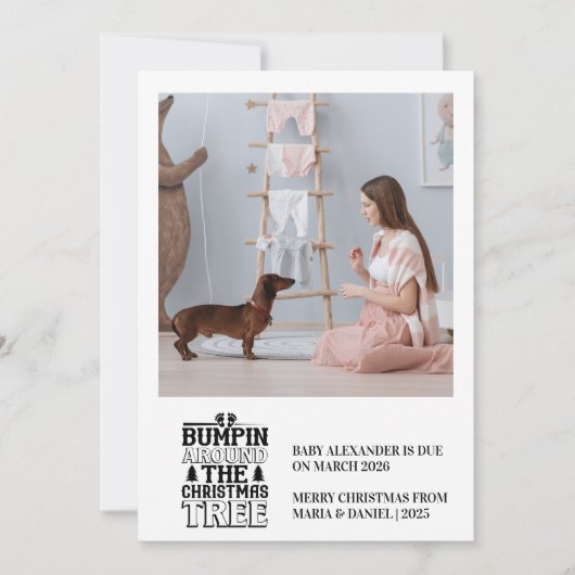 Photo Bumpin’ Around the Christmas Tree Pregnancy  Feestdagenkaart (Voorkant)