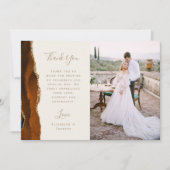 Photo Burnt Orange Agate Gold Ivory Script Wedding Bedankkaart (Voorkant)