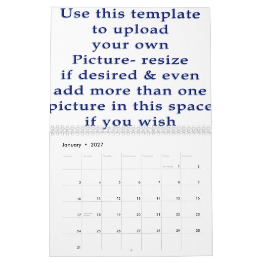 Photo Calendar doe-het-zelf-uploadt uw afbeeldinge Kalender (Jan 2027)