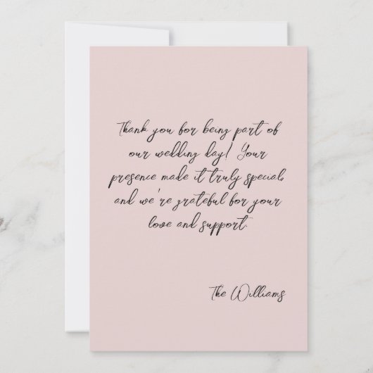Photo & Calligraphy Minimalist Blush Bedankkaart (Achterkant)