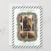 Photo Candy Cane Wreath Family Christmas Feestdagenkaart (Voorkant)