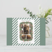 Photo Candy Cane Wreath Family Christmas Feestdagenkaart (Staand voorkant)
