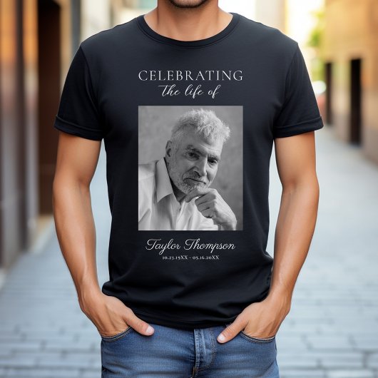 Photo Celebration of Life Memorial Black T-shirt