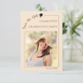 Photo champagne Graduation party Save the Date (Staand voorkant)