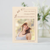 Photo Champagne Graduation party Save the Date (Staand voorkant)