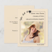 Photo Champagne Graduation Save the Date card (Voorkant / Achterkant)