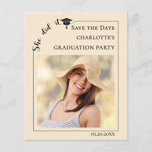 Photo Champagne Graduation Save the Date Flyer (Voorkant)