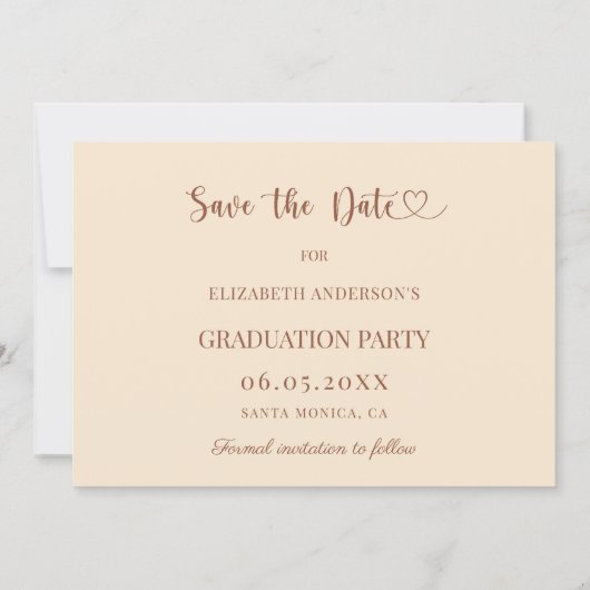 Photo champagne mocha Graduation Save The Date (Achterkant)